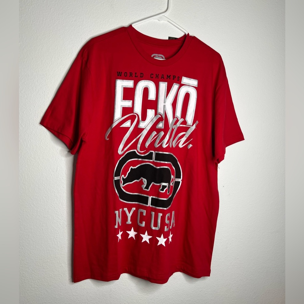 eckounltd men’s Red T Shirt crew neck Short Sleeve Size Large - Picture 1 of 6